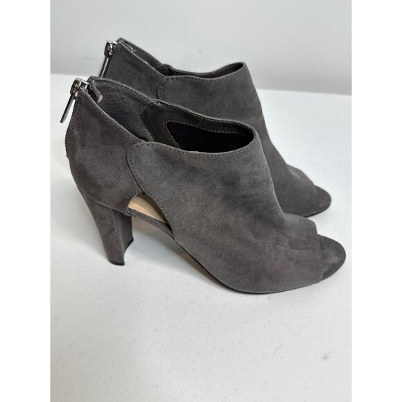 Unisa Womens Peep Toe Booties Size 8 Gray Faux Suede High Heel Ankle - Picture 4 of 11